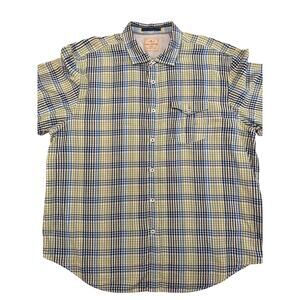Men's Tommy Bahama Blue and Green Checked Button Up Short Sleeve Shirt XXL